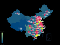 中国各省份私家汽车拥有量 [地理坐标,地图,散点图]