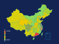 基本中国地图，根据各省数据区分颜色  --EK [地理坐标,地图]