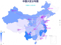 中国大区分布图 [地理坐标,路径图,地图]