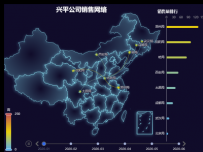 兴平公司销售网络 [地理坐标,柱状图,路径图,地图,散点图,折线图]